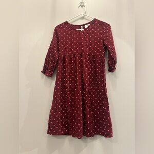 EUC Old Navy Burgundy Dress with Pink Polka Dots Girls 14.